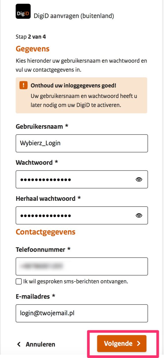 digid bez zameldowania w NL
