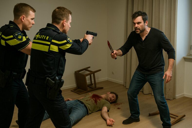 Policjanci zastrzelili nożownika?